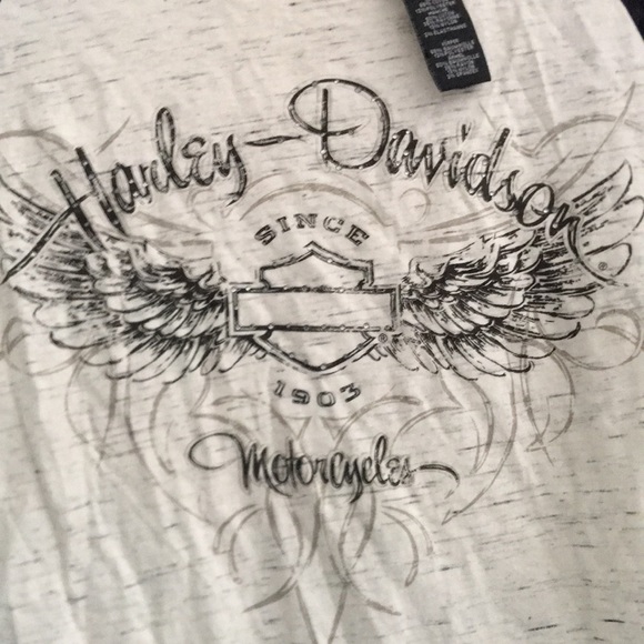 Harley-Davidson 3/4 lace sleeve cream and black shirt - Picture 3 of 4